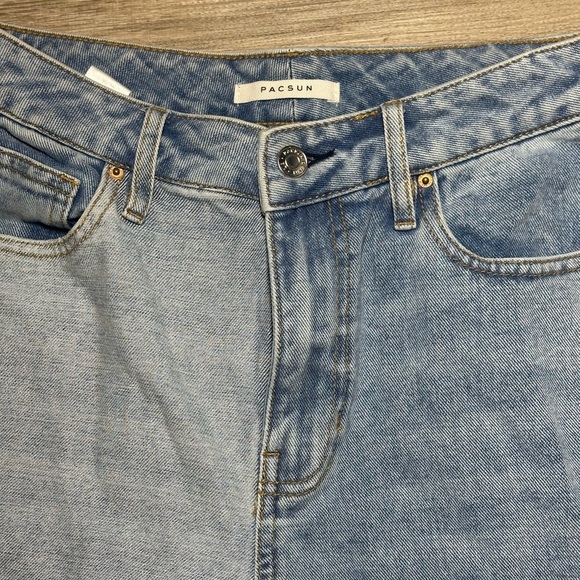 PacSun High Waisted Mom Jeans | Patchwork Light & Dark Wash Jeans Size 26 - Picture 3 of 10